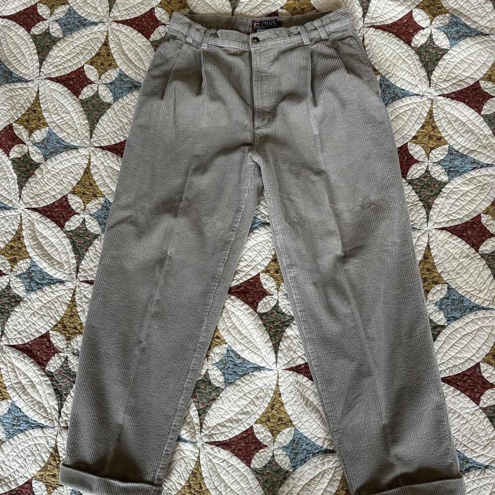 Chaps Ralph Lauren greyish khaki corduroy straight leg pants with pleats 34x30